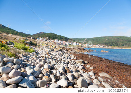 Camelle town view from the beach, Galicia, Spain Camelle town view from the beach, Galicia, Spain 109182274