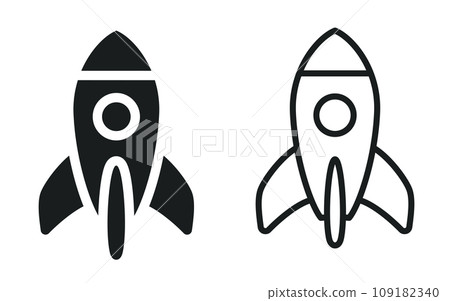 Icons representing rocket and spaceship business 109182340