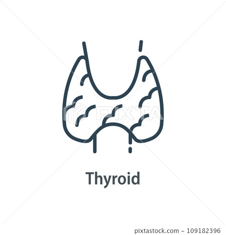 thyroid glands concept,Human internal organ,vector line icon thyroid glands concept,Human internal organ,vector line icon 109182396