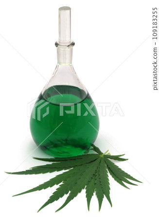 Cannabis leaves with green extract Cannabis leaves with green extract 109183255