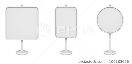 Collection of white blank signpost 3D 109183656