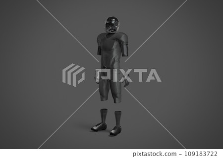 Blank black american football uniform mockup, side view, Blank black american football uniform mockup, side view, 109183722