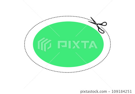 Cut Here Scissors.Scissors and dotted line. Flat vector illustration Cut Here Scissors.Scissors and dotted line. Flat vector illustration 109184251