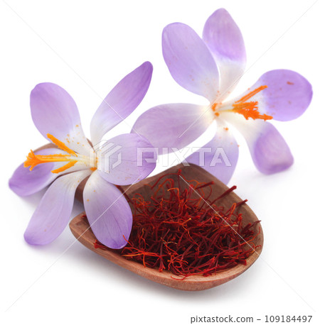 Saffron with crocus flower 109184497