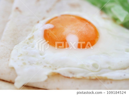 Egg omelet with tortilla bread in a plate 109184524
