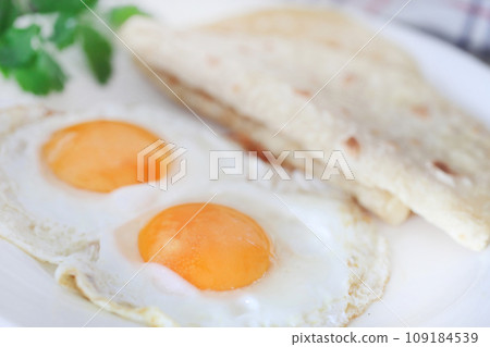 Egg omelet with tortilla bread 109184539