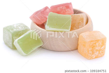 Turkish Delight in a wooden bowl Turkish Delight in a wooden bowl 109184751