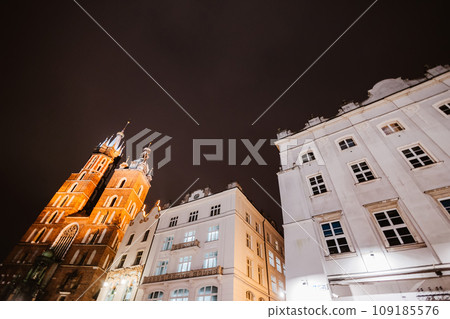 St Mary's Basilica or Mariacki Church in the Old Town of Krakow or Cracow, Poland. 109185576