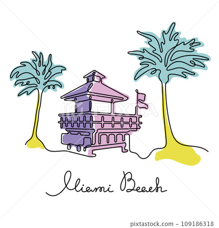 Miami Beach lifeguard tower vector illustration Miami Beach lifeguard tower vector illustration 109186318