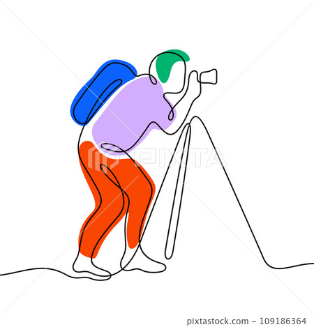 Photographer one line vector illustration Photographer one line vector illustration 109186364