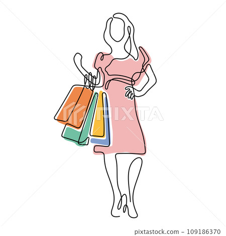 Woman with shopping bags vector illustration 109186370