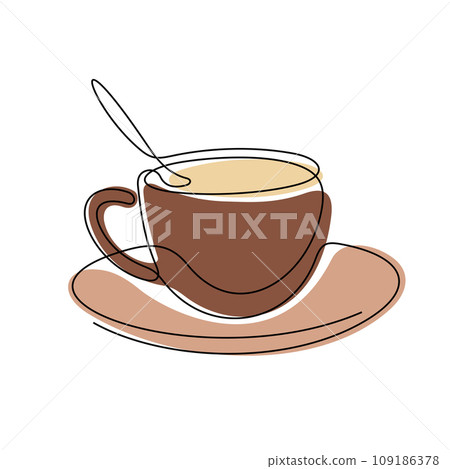 Coffee cup one line colourful vector illustration Coffee cup one line colourful vector illustration 109186378