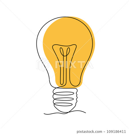 Light bulb one line colourful vector illustration 109186411