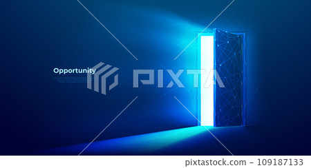 Digital open door in future. Technology portal with bright neon light. Digital open door in future. Technology portal with bright neon light. 109187133