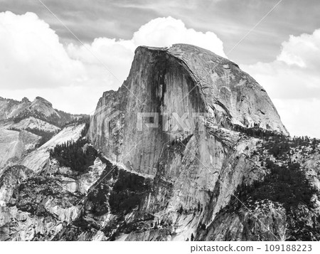 Yosemite National Park and Half Dome, California, USA. Black and white image. Yosemite National Park and Half Dome, California, USA. Black and white image. 109188223