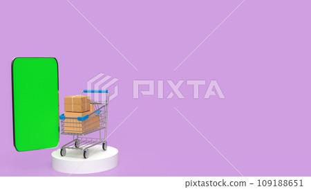 The mobile and shopping cart for online Business 3d rendering. 109188651