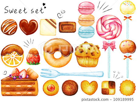 水彩插圖集的糖果 水彩插圖集的糖果 109189995
