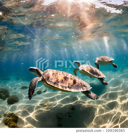 sea turtle swimming in the sea sea turtle swimming in the sea 109190365