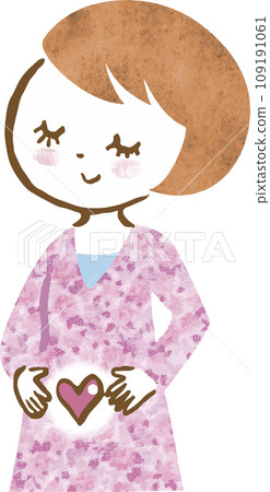 Upper body image illustration of a woman who is pregnant and feels happy (upper body) 109191061