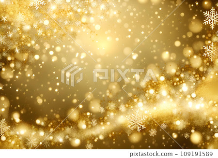 金色閃閃發光的聖誕背景與雪花AI生成 金色閃閃發光的聖誕背景與雪花AI生成 109191589
