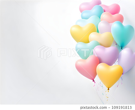 背景材料與許多明亮多彩的柔和心形氣球裝飾和複製空間 AI 生成 背景材料與許多明亮多彩的柔和心形氣球裝飾和複製空間 AI 生成 109191813
