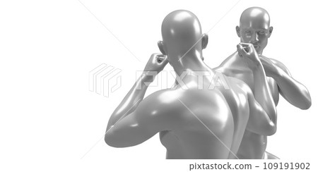 3d render of two boxing shirtless men on white background. 3d render of two boxing shirtless men on white background. 109191902