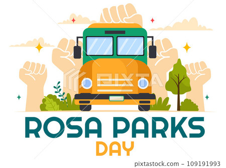 Rosa Parks Day Vector Illustration with the First Lady of Civil Rights, Handcuff and Bus in National Holiday Celebration Flat Cartoon Background 109191993