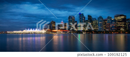 Downtown Vancouver Urban City Skyline at Night. Downtown Vancouver Urban City Skyline at Night. 109192125