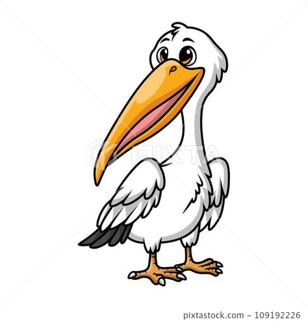 Cute stork cartoon on white background 109192226