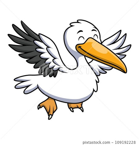 Cute stork cartoon on white background 109192228