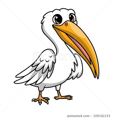 Cute stork cartoon on white background 109192233
