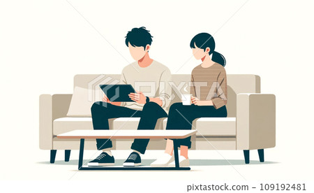 Person looking at tablet Couple Planning Search Person looking at tablet Couple Planning Search 109192481