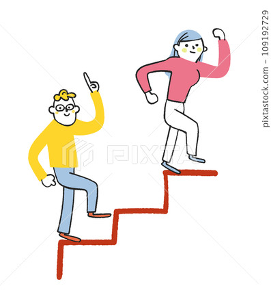 年輕人大力爬樓梯插畫素材 109192729