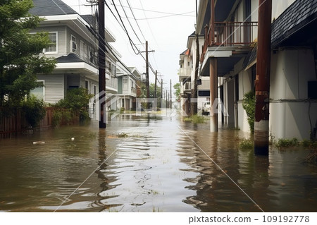 被洪水破壞的城市 AI 生成影像 AI 影像 被洪水破壞的城市 AI 生成影像 AI 影像 109192778