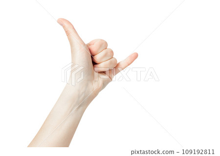 Shaka sign. Isolated on white background. 109192811