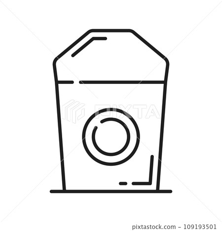 Craft food container isolated cardboard lunch box and food pack outline icon. Vector takeout fastfood container mockup, takeaway package template 109193501