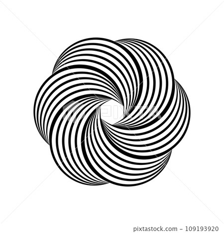 Impossible symbol. Rounded floral linear shape. Infinite knot sign. Overlapping thin lines form. Optical illusion art. Design element for logo, icon, print, cover, tag. Abstract vector illustration 109193920