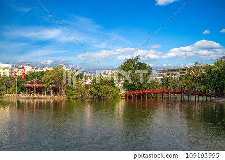 Ngoc Son Temple on an islet in Hoan Kiem Lake, Hanoi, Vietnam. 109193995