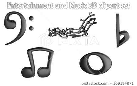 Music notes clipart element ,3D render entertainment and music concept isolated on white background icon set No.1 109194071