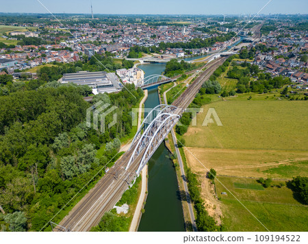 Connective Artery: Aerial View of Bridge and Canal 109194522
