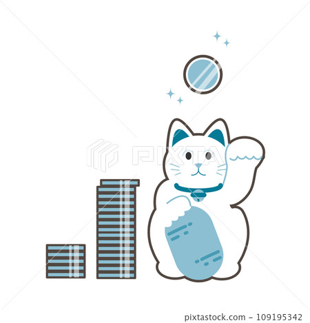 招財貓硬幣錢插畫素材 109195342