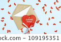 I love you on blue with many red small hearts. Concept of Valentine's Day, love. 109195351