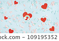 Blue red pink small hearts on Blue 109195352
