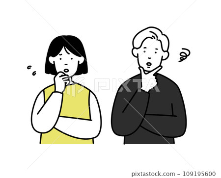 Illustration material of a man and woman in a hurry Illustration material of a man and woman in a hurry 109195600