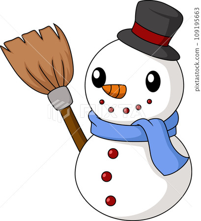 Cute snowman cartoon on white background Cute snowman cartoon on white background 109195663