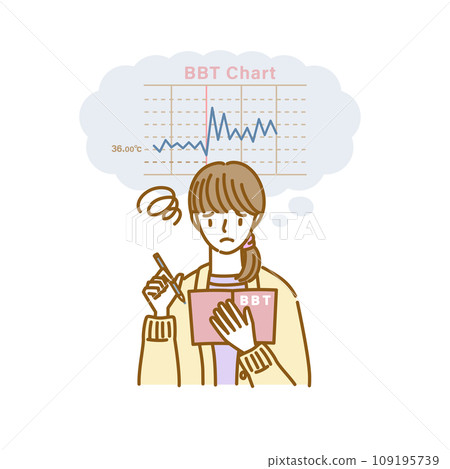 Women's health: Worrying while recording erratic basal body temperature on a graph 109195739