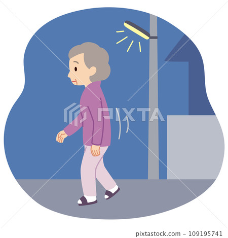 Senior woman wandering around at night, nursing care, dementia Senior woman wandering around at night, nursing care, dementia 109195741
