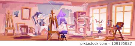 Abandoned art studio room interior 109195927