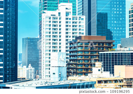 Closeup of skyscraper facade abstract urban background 109196295