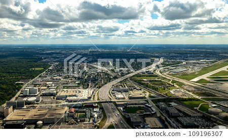Aerial view of suburban Illinois 109196307